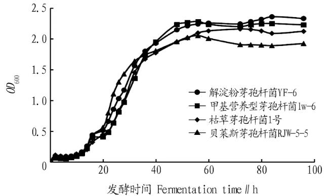 枯草芽孢桿菌1號、解淀粉芽孢桿菌YF-6等生長曲線階段劃分與觀察