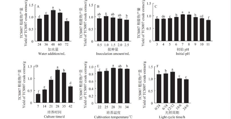 棘孢木霉TCS007菌株的固態(tài)發(fā)酵條件、次生代謝產(chǎn)物產(chǎn)量影響因素（三）